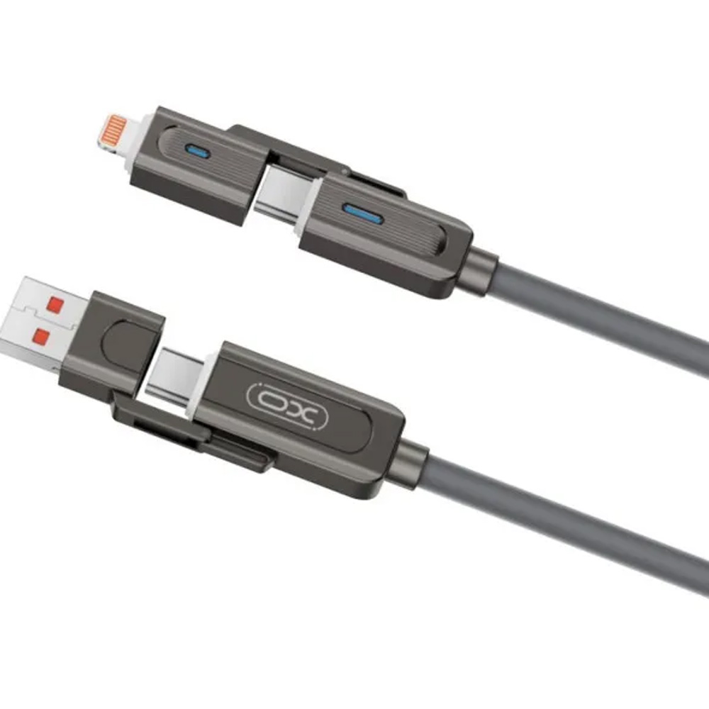 Кабель XO NB275 USB Type-C/USB-A - USB Type-C/Lightning 4-in-1 60W 1m Gray (NB275_4-in-1_Gray)