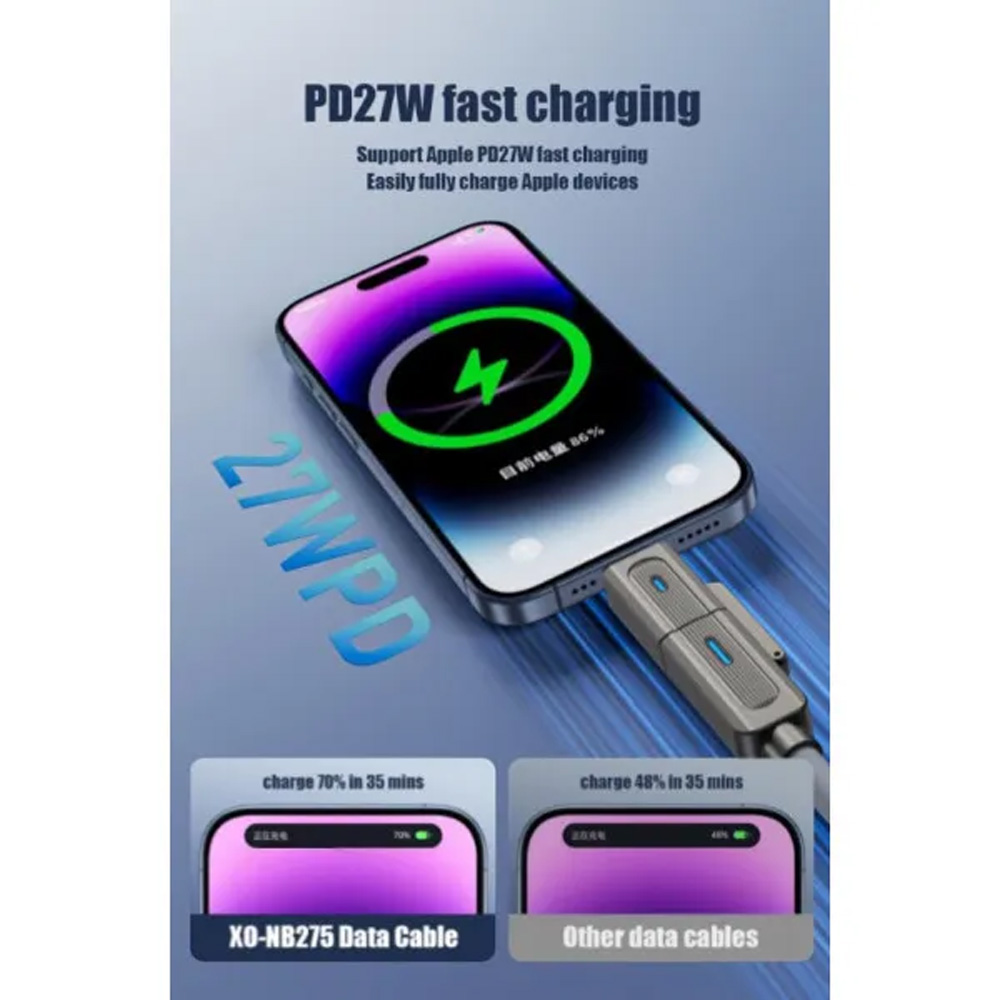 Покупка Кабель XO NB275 USB Type-C/USB-A - USB Type-C/Lightning 4-in-1 60W 1m Gray (NB275_4-in-1_Gray)