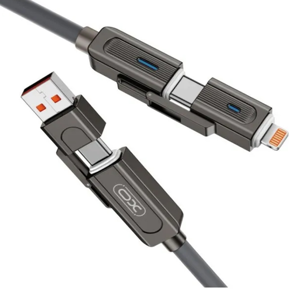Кабель XO NB275 USB Type-C/USB-A - USB Type-C/Lightning 4-in-1 60W 1m Gray (NB275_4-in-1_Gray) Длина 1