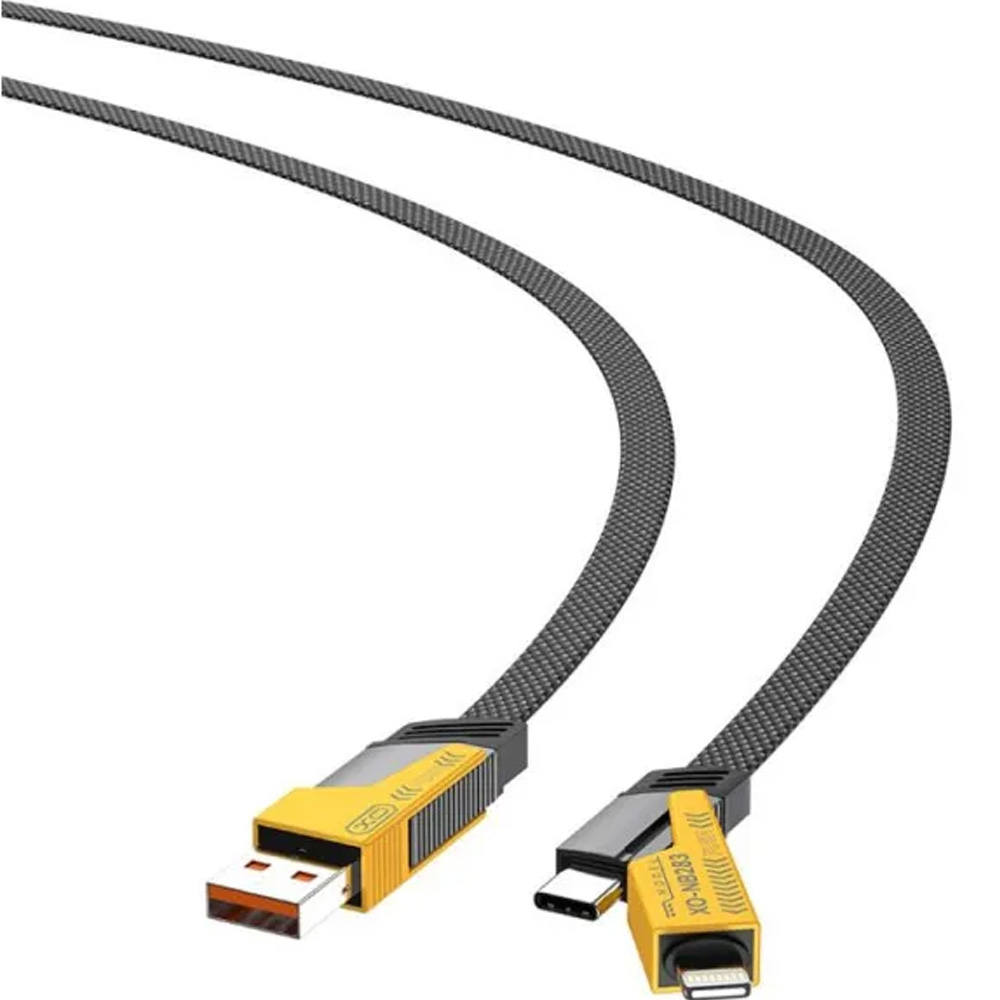 Кабель XO NB283 Braided Flat USB Type-C/USB - USB Type-C/Lightning 60W 1m Black (NB283_4-in-1_Black) Длина 1