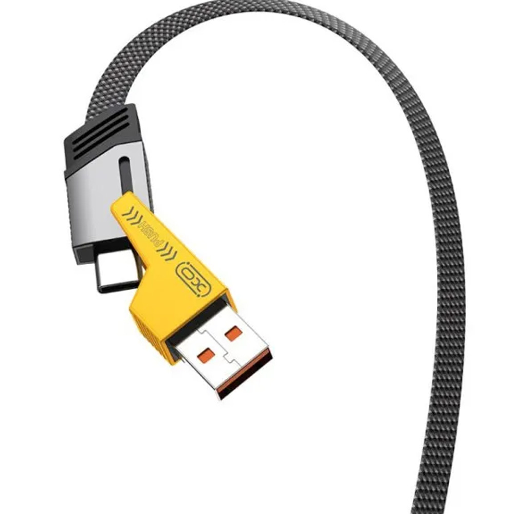 Кабель XO NB283 Braided Flat USB Type-C/USB - USB Type-C/Lightning 60W 1m Black (NB283_4-in-1_Black) Тип USB Type-С/USB - USB Type-C/Lightning
