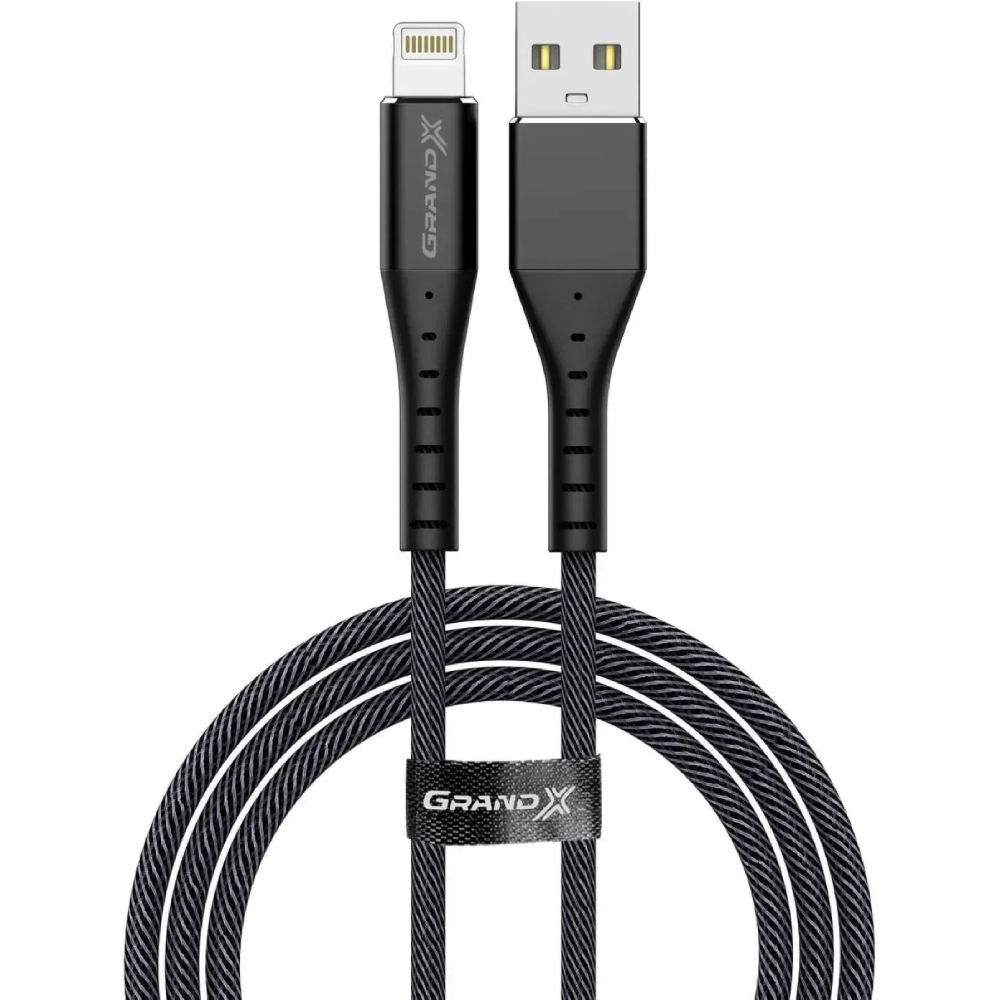 Кабель GRAND-X USB - Lightning 2,4A 1.2 м Black (FL-12В) Тип USB - Lightning