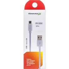 Кабель GRAND-X PM-025 USB - microUSB 2.5 м White (PM025W)