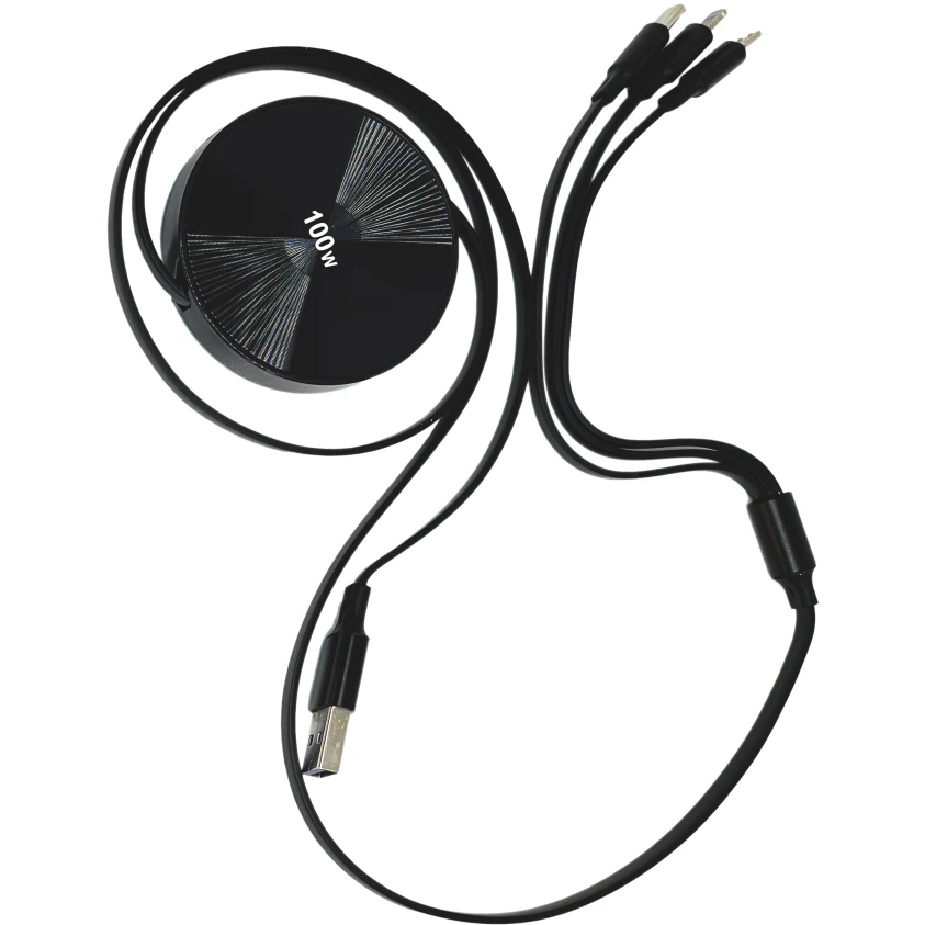 Кабель REMZONA USB3.0- Lightning/Type-C/Micro USB 100W 1.1м CUCLM1-02BK Додатково PD, Total Power 100W; Вихід Type-C 5A, Швидкість передачі: 480Mb/s Вихід: Lightning 3A, Вихід micro USB 3A