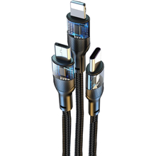 Кабель REMZONA USB3.0- Lightning/Type-C/Micro USB 96W 1.2 м (CUCLM1-01BK)