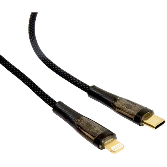 Кабель REMZONA USB-C to Lightning USB2.0 30W PD3.0 3A 1.2м 24K конектори CCL1-01BK Black (6924436491529) Тип USB Type-С - Lightning
