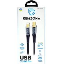 Кабель REMZONA USB-C to Lightning USB2.0 30W PD3.0 3A 1.2м 24K конектори CCL1-01BK Black (6924436491529)