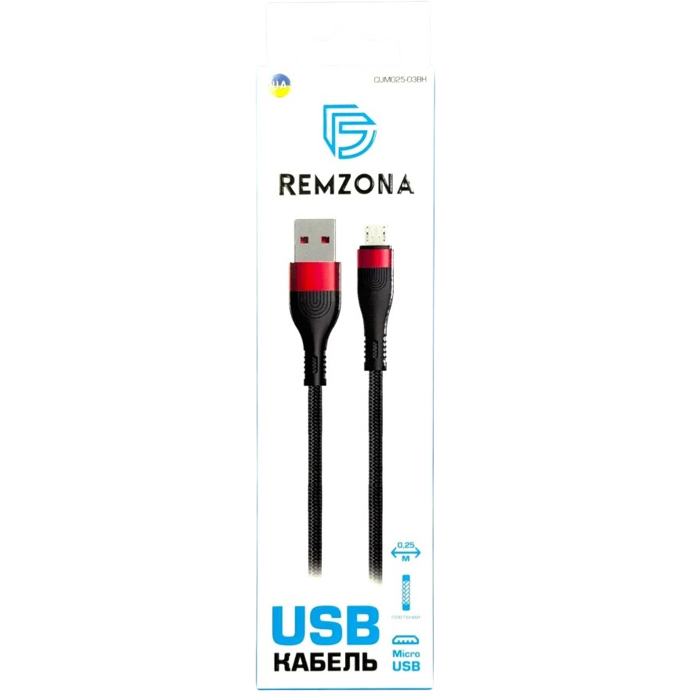 Кабель Remzona USB-A - Micro-USB 0.25м 18W CUM025-03BK Black (6958739012433) Кабель Remzona USB-A - Micro-USB 0.25м 18W CUM025-03BK Black (6958739012433) Додатково Матеріал: Нейлонова обплетення. Швидкість передачі: 480Mbps. Вихідний струм: 3А