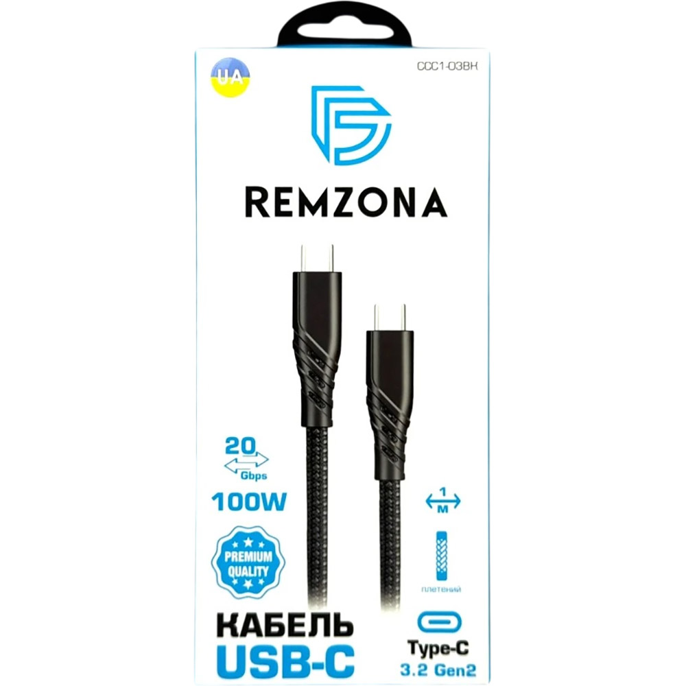Кабель USB-C на USB-C 3.2 Gen2 100W 5A QC4.0 PD3.0 4K@60Hz 1m CCC1-03BK Black (6902856190727) Тип USB Type-С - USB Type-С