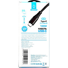Кабель USB-C на USB-C 3.2 Gen2 100W 5A QC4.0 PD3.0 4K@60Hz 2m CCC1-03BK Black (6902856190826)