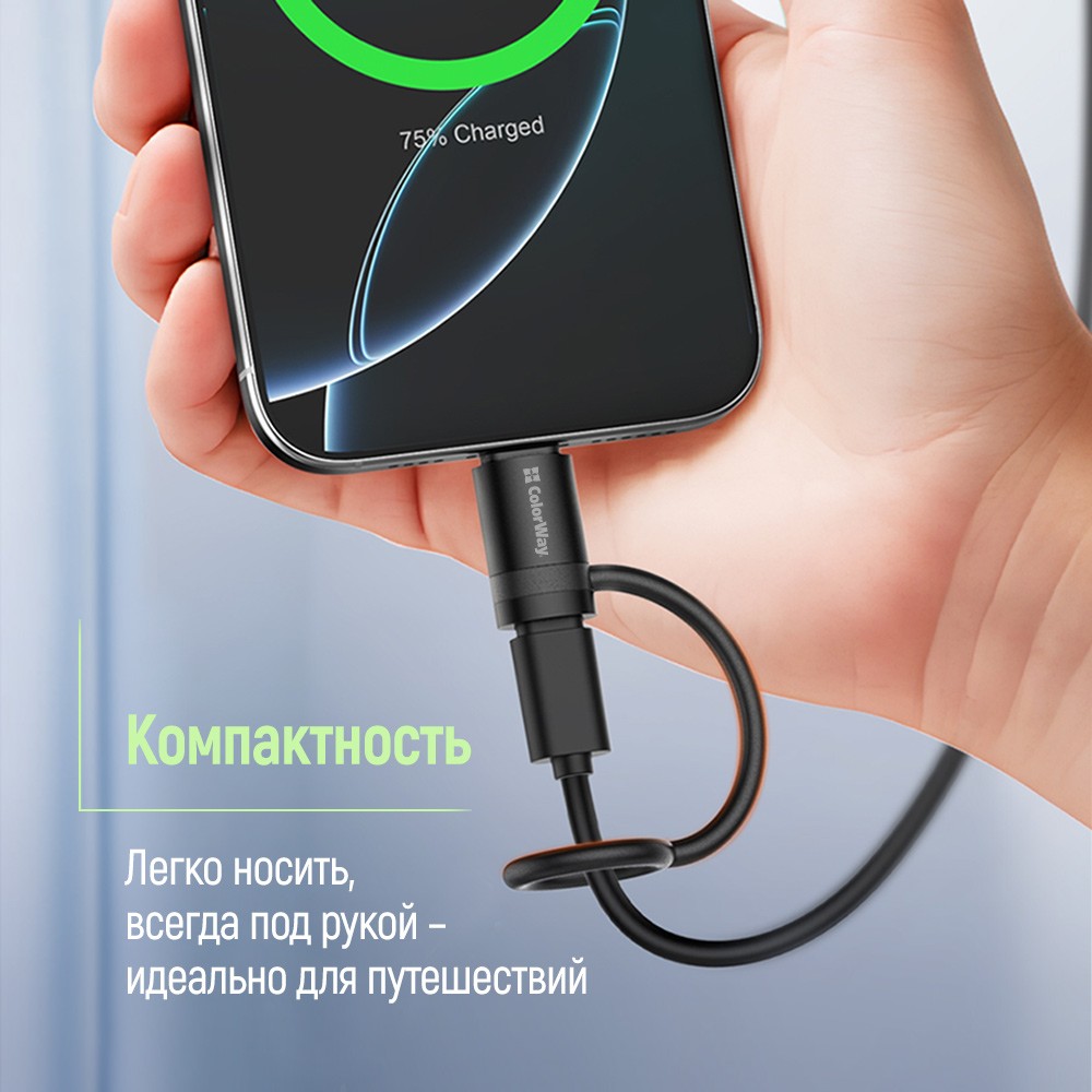 Заказать Адаптер-переходник COLORWAY Lightning To USB-C Black (CW-AD-LC)