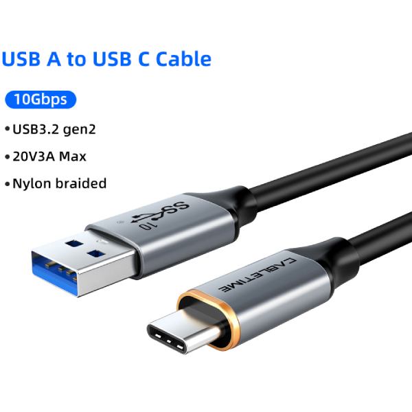 Кабель CABLETIME USB - USB Type-C 1.5 м Black (CA915231) Дополнительно поддержка быстрой зарядки: 20В / 3 А; скорость передачи данных: 10 Гбит/с
