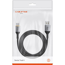 Кабель CABLETIME USB 2.0 AM - Type-C 1.5 м Black (CA30J)