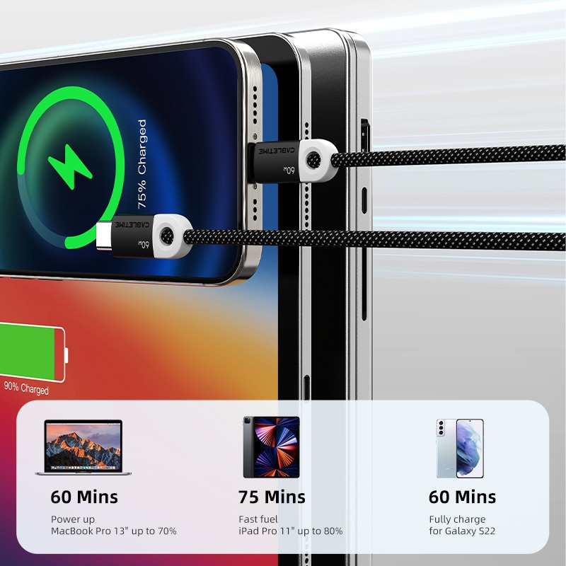 Кабель CABLETIME USB Type-C (M) - Type-C (M) PD60W 1 м Black (CUP4H) Тип USB Type-С - USB Type-С