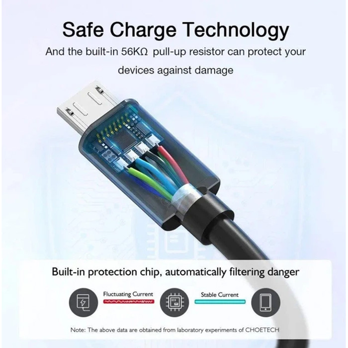 Кабель CHOETECH USB-A to micro USB 1.2 м PVC Cable (AB003) Длина 1.2