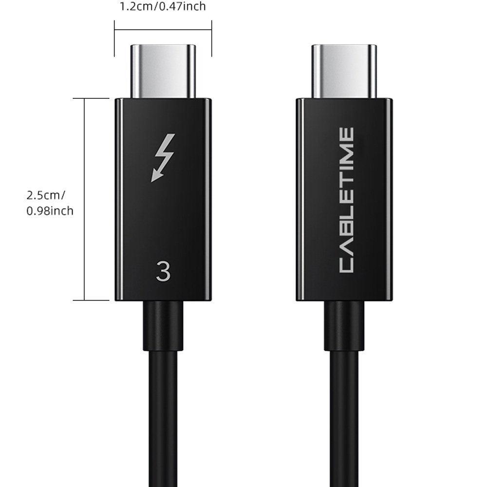 Кабель CABLETIME Thunderbolt 3 USB Type-C - USB Type-C 40Gbps 100W 20V/5A 5K/60HZ 0.5 м Black (CA915392) Тип USB Type-С - USB Type-С