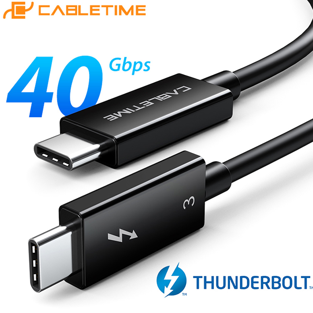 Кабель CABLETIME Thunderbolt 3 USB Type-C - USB Type-C 40Gbps 100W 20V/5A 5K/60HZ 0.5 м Black (CA915392) Довжина 0.5