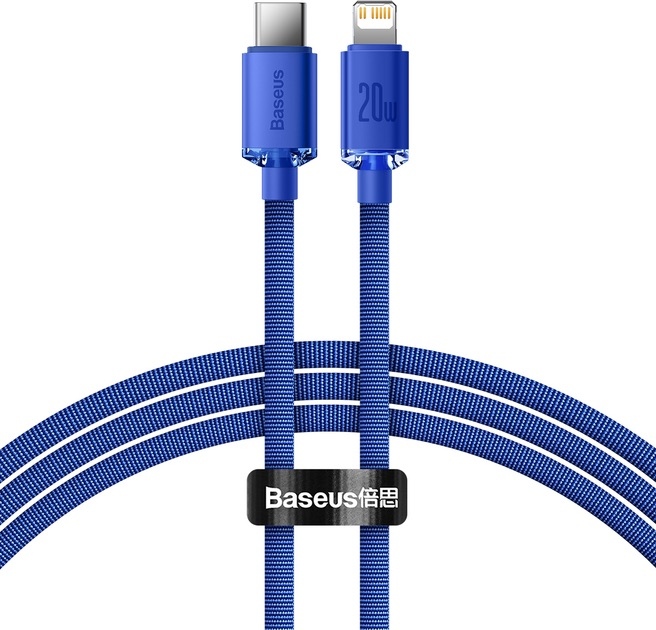Кабель BASEUS Crystal Shine Series Fast Charging Data Cable Type-C to Lightning 20W 2 m Blue (CAJY000303)