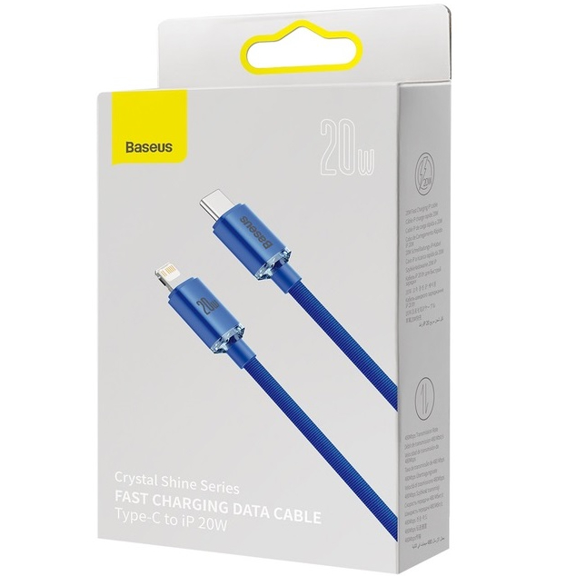 Фото Кабель BASEUS Crystal Shine Series Fast Charging Data Cable Type-C to Lightning 20W 2 m Blue (CAJY000303)