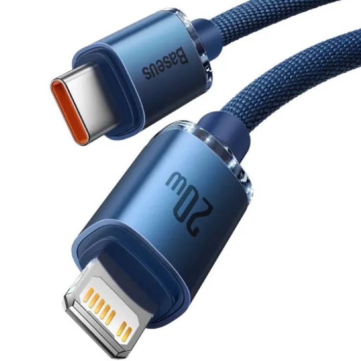 Кабель BASEUS Crystal Shine Series Fast Charging Data Cable Type-C to Lightning 20W 2 m Blue (CAJY000303) Підсвітка False