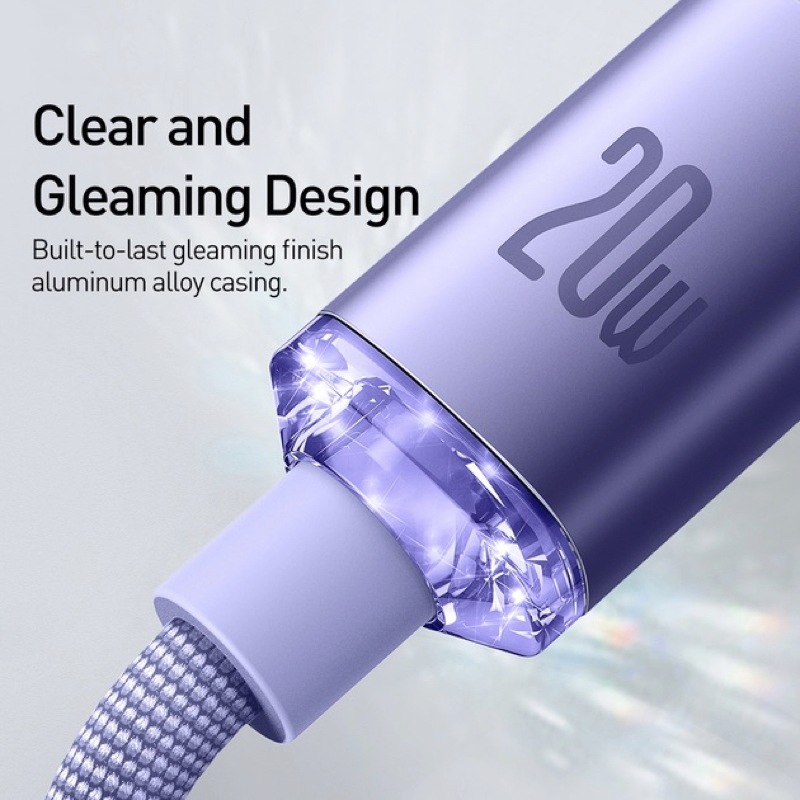 Кабель BASEUS Crystal Shine Series Fast Charging Data Cable Type-C to Lightning 20W 2 m Purple (CAJY000305) Тип USB Type-С - Lightning