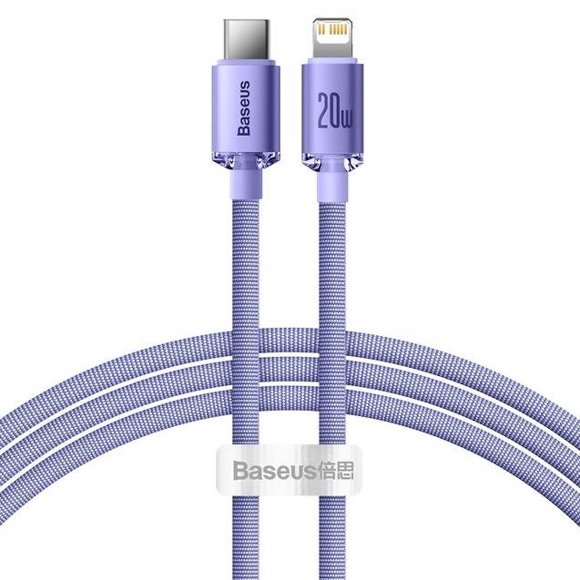Кабель BASEUS Crystal Shine Series Fast Charging Data Cable Type-C to Lightning 20W 2 m Purple (CAJY000305)