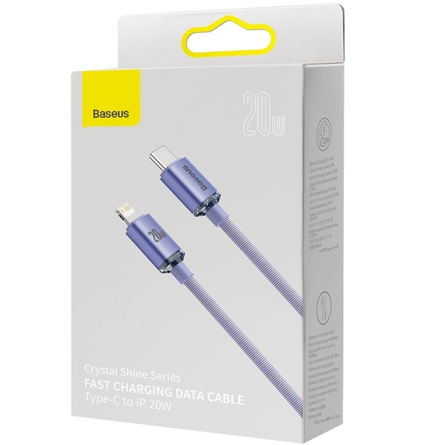 Фото Кабель BASEUS Crystal Shine Series Fast Charging Data Cable Type-C to Lightning 20W 2 m Purple (CAJY000305)
