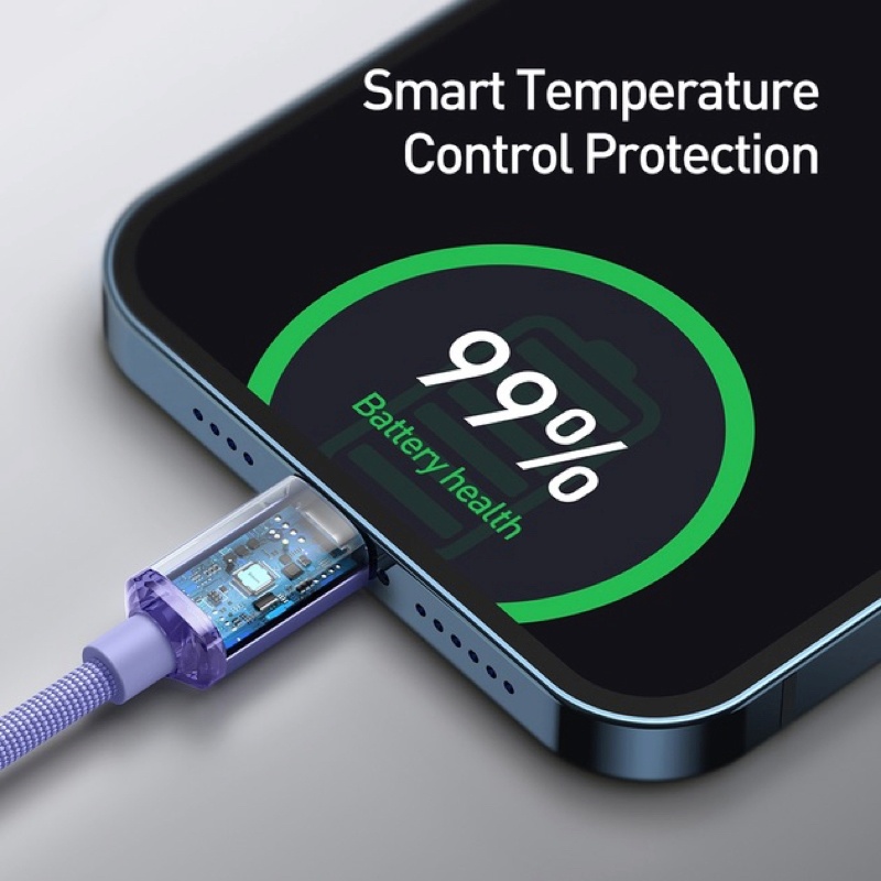 Зовнішній вигляд Кабель BASEUS Crystal Shine Series Fast Charging Data Cable Type-C to Lightning 20W 2 m Purple (CAJY000305)