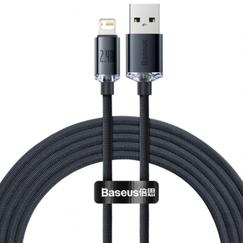 Кабель BASEUS Crystal Shine Series Fast Charging Data Cable USB to Lightning 2.4A 2m Black (CAJY000101) Тип USB - Lightning