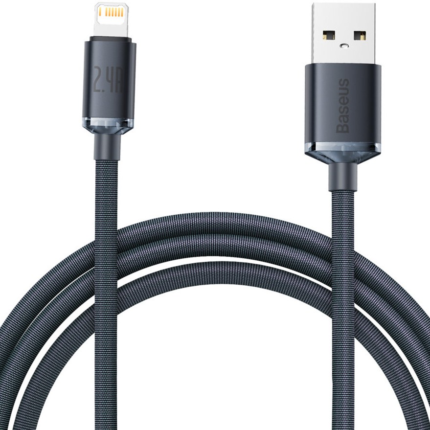 Кабель BASEUS Crystal Shine Series Fast Charging Data Cable USB to Lightning 2.4A 2m Black (CAJY000101)