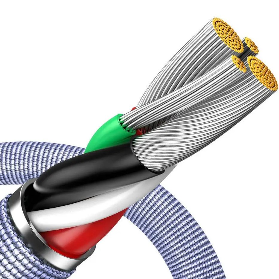 Кабель BASEUS Crystal Shine Series Fast Charging Data Cable USB to Lightning 2.4A 1.2m Purple (CAJY000005) Подсветка False