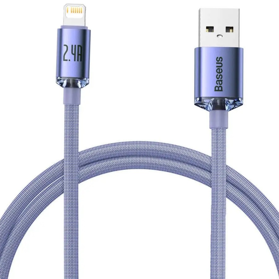 Кабель BASEUS Crystal Shine Series Fast Charging Data Cable USB to Lightning 2.4A 1.2m Purple (CAJY000005)