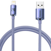 Кабель BASEUS Crystal Shine Series Fast Charging Data Cable USB to Lightning 2.4A 1.2m Purple (CAJY000005)