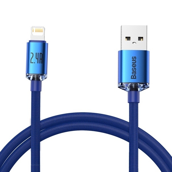 Кабель BASEUS Crystal Shine Series Fast Charging Data Cable USB to Lightning 2.4A 1.2m Blue (CAJY000003)