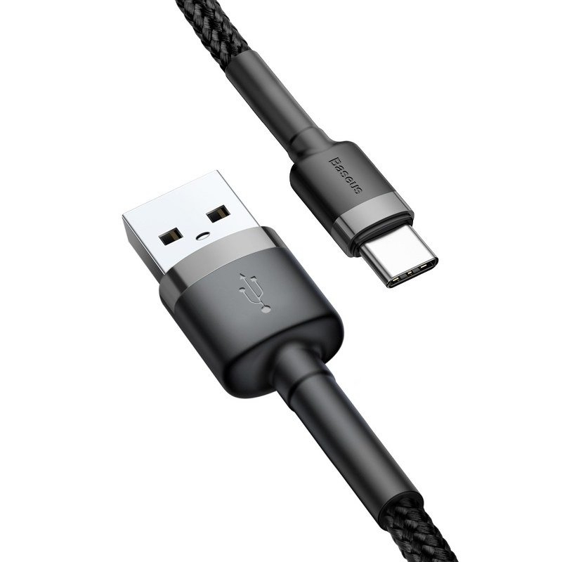 Кабель BASEUS Cafule Cable USB to Type-C 3A 0.5 m Gray+Black (CATKLF-AG 1) Тип USB - USB Type-С