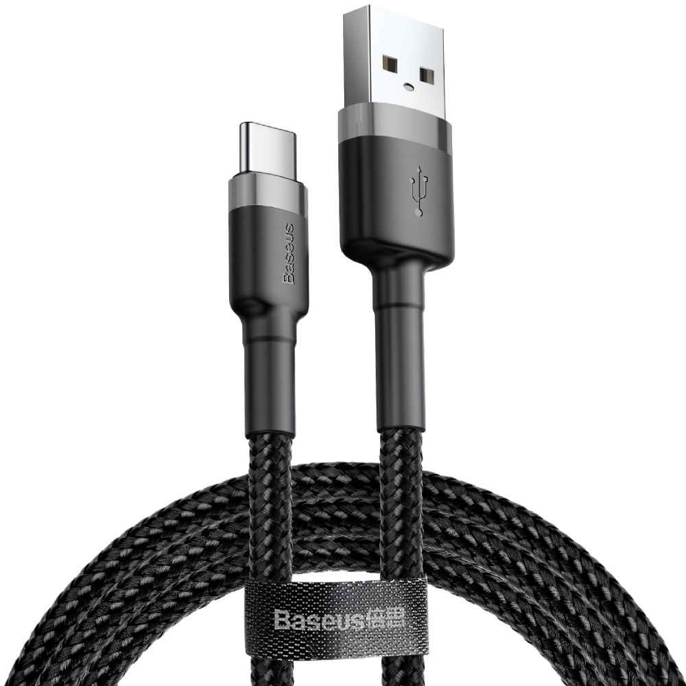 Кабель BASEUS Cafule Cable USB to Type-C 3A 0.5 m Gray+Black (CATKLF-AG 1)