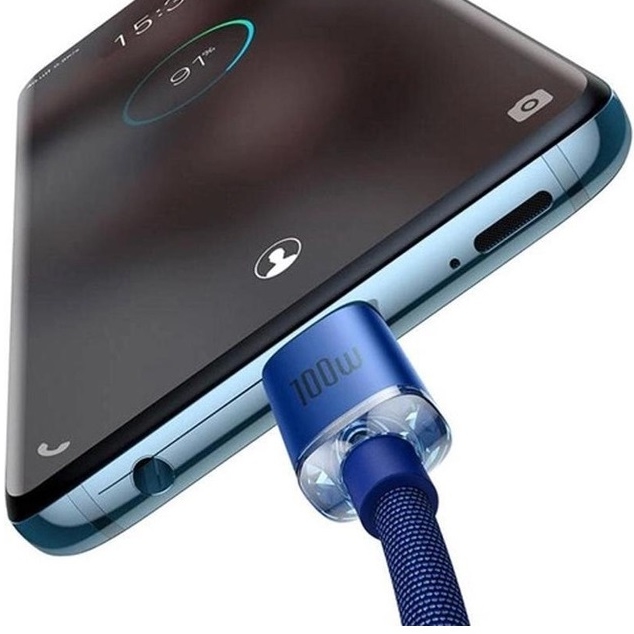 Кабель BASEUS Crystal Shine Series Fast Charging Data Cable Type-C to Type-C 100W 1.2 m Blue (CAJY000603) Довжина 1.2