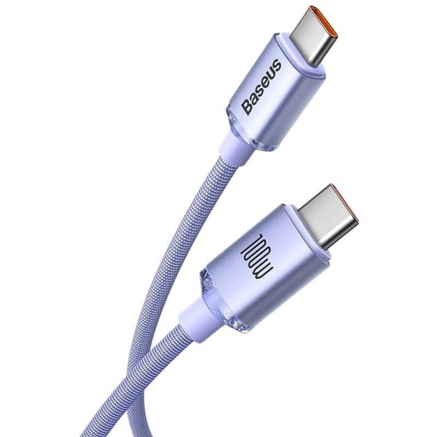 Кабель BASEUS Crystal Shine Series Fast Charging Data Cable Type-C to Type-C 100W 1.2 m Purple (CAJY000605) Тип USB Type-С - USB Type-С