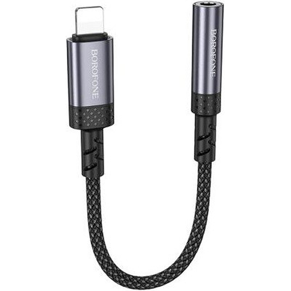 Переходник BOROFONE BV24 iP to 3.5mm Metal Grey (6941991120398)
