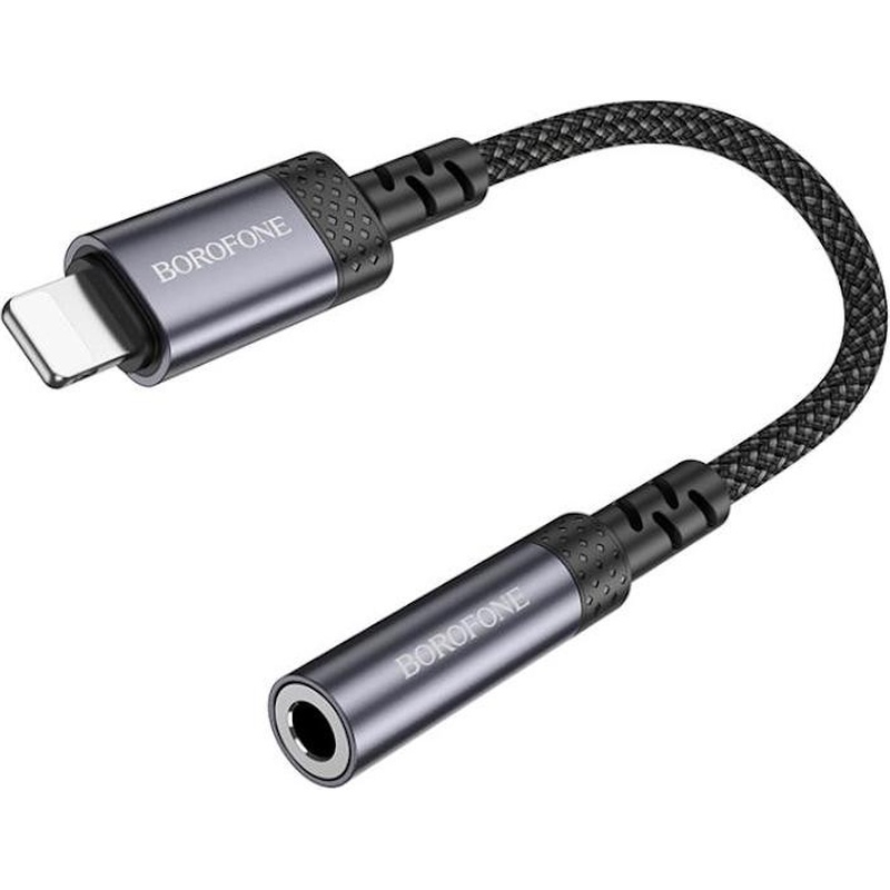 Переходник BOROFONE BV24 iP to 3.5mm Metal Grey (6941991120398) Длина 0.15