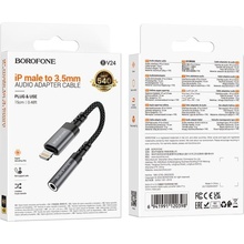 Переходник BOROFONE BV24 iP to 3.5mm Metal Grey (6941991120398)