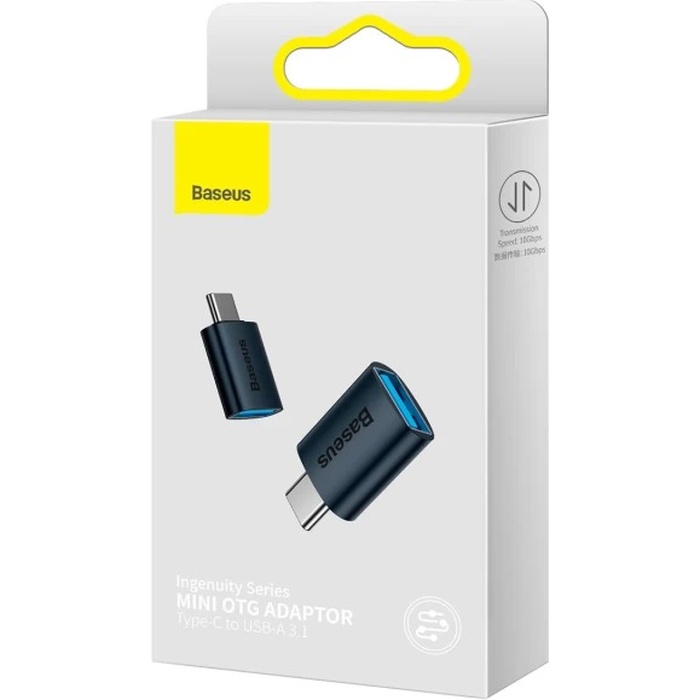 Внешний вид Адаптер BASEUS Ingenuity Mini OTG Type-C to USB-A 3.1 Blue (ZJJQ000003)