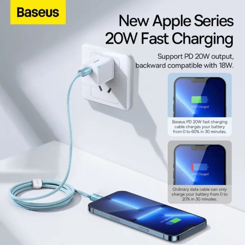 Покупка Кабель BASEUS Gem Fast-Charging Data Cable USB-C to Lightning 20W 1 m Galaxy Blue (P10373001311-00)