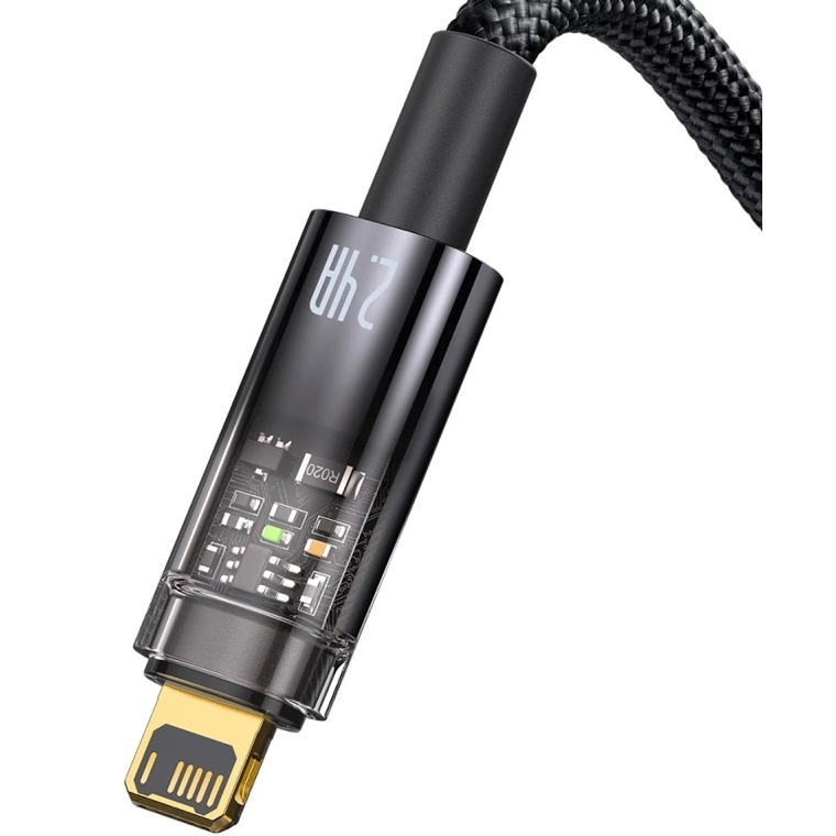 Кабель BASEUS Explorer Series Auto Power-Off Fast Charging Data Cable USB to Lightning 2.4A 1 m Black (CATS000401) Длина 1