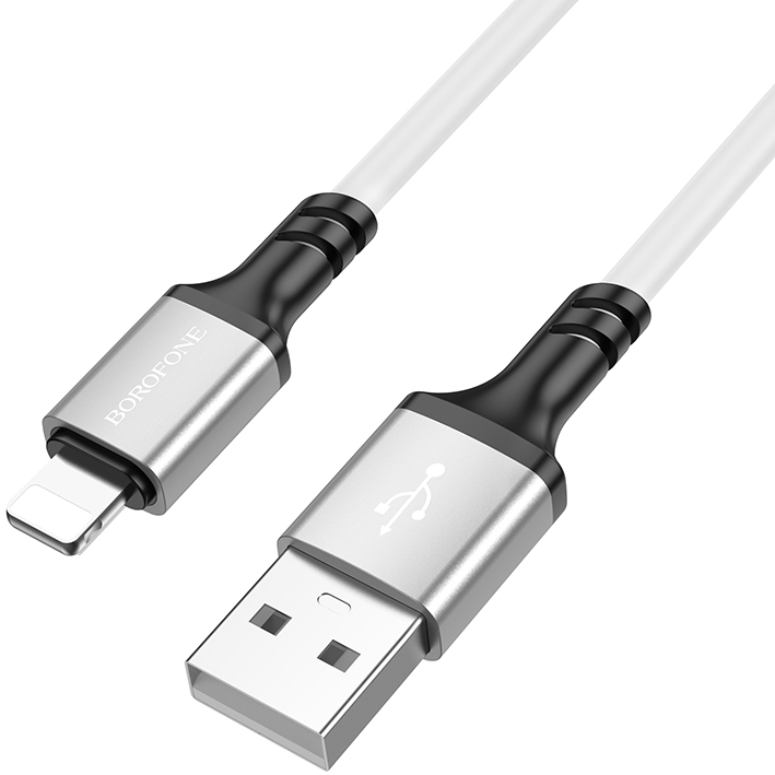 Кабель BOROFONE BX83 iP Famous silicone charging data cable USB to Lightning 2.4A 1 m White (6974443386363)