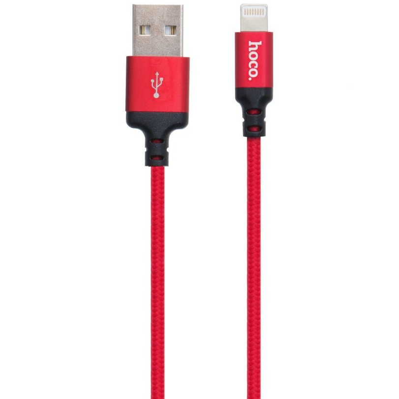 Кабель HOCO X14 USB to Lightning 2A 2 m Black-Red (6957531062899)