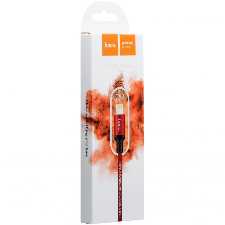Кабель HOCO X14 USB to Lightning 2A 2 m Black-Red (6957531062899) Тип USB - Lightning