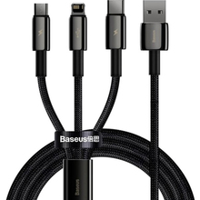 IT Кабель BASEUS Кабель 3-in-1 USB to Lightning/USB Type-C/micro-USB 3.5A 1.5 м CAMLTWJ-01 Black (1011171)