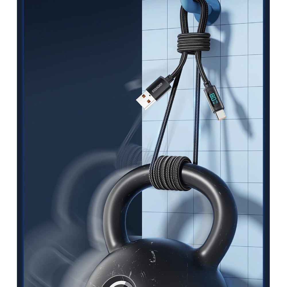 Заказать Кабель ESSAGER USB 2.0 AM - USB-C 7A LED 2.0 м Black (EXCT-XYA01-P)