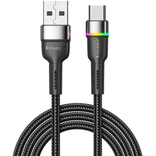 Кабель ESSAGER USB 2.0 AM - USB-C 3A LED 1.0 м Black (EXCT-XCD01)